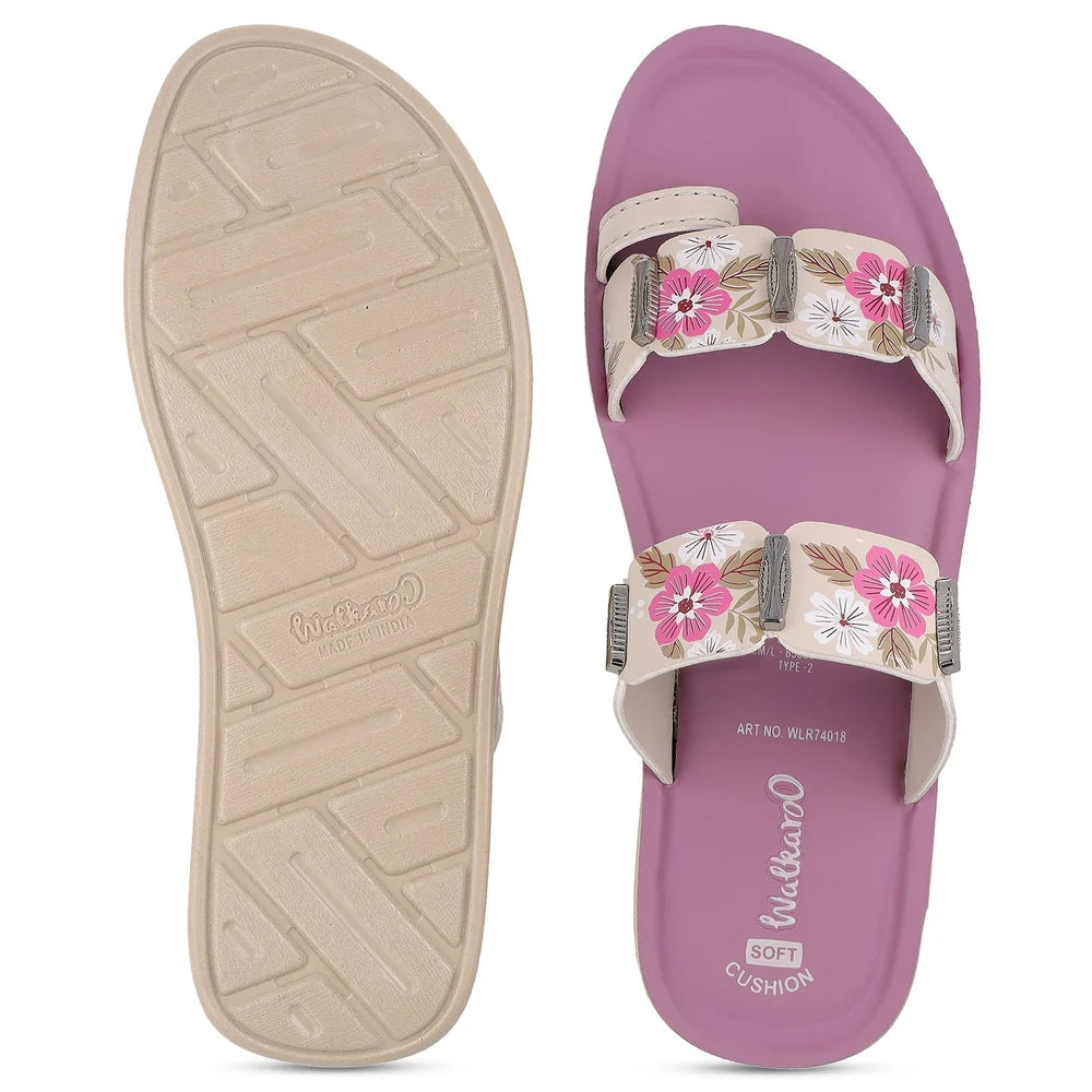 Ladies Sandals for Women – Stylish Floral Casual Slippers with Comfortable Platform Sole