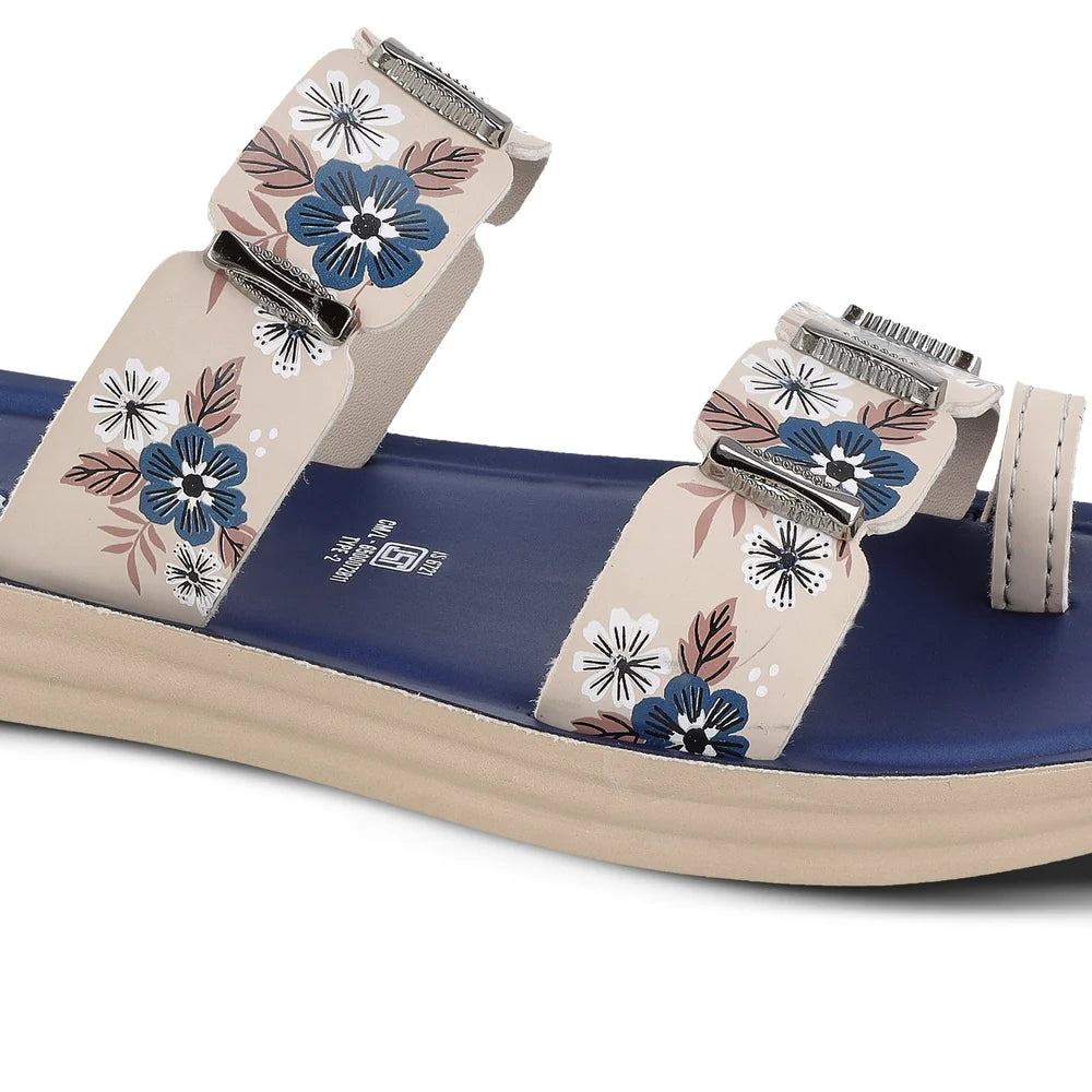 Ladies Sandals for Women – Stylish Floral Casual Slippers with Comfortable Platform Sole