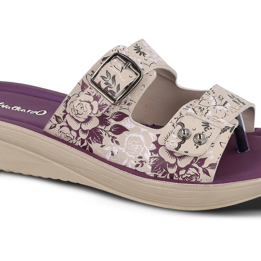 Ladies Sandals, Women’s Slippers – Floral Design Platform Sandals for Casual & Daily Wear