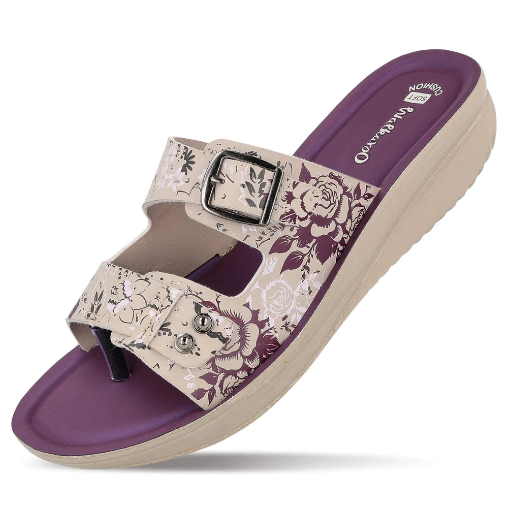 Ladies Sandals, Women’s Slippers – Floral Design Platform Sandals for Casual & Daily Wear